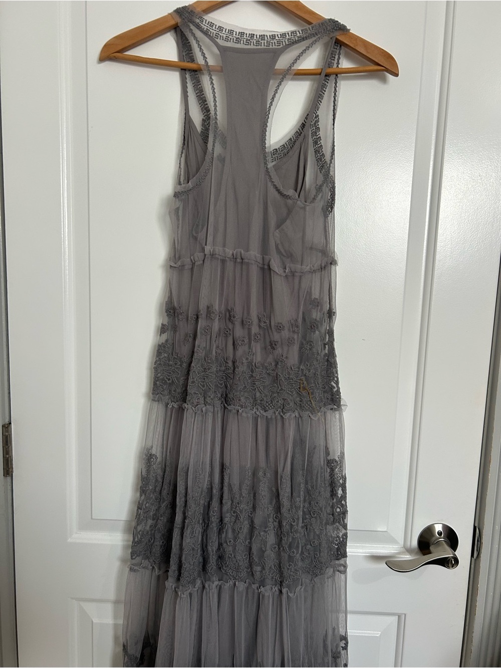 Abercrombie & Fitch Lace Tiered Maxi Dress Size S Boho Shabby Chic 90s Fairy y2k - Picture 4 of 12